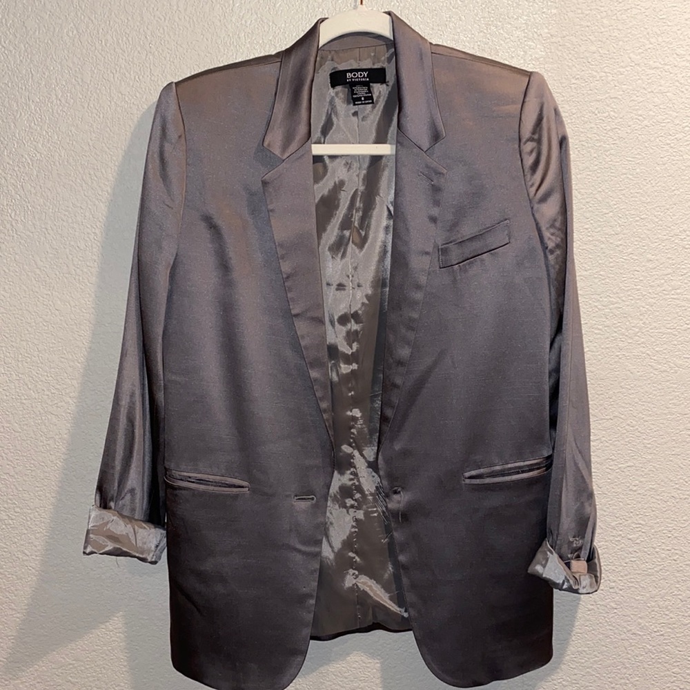 Body by Victoria - Dark Silver Satin blazer - Size 8